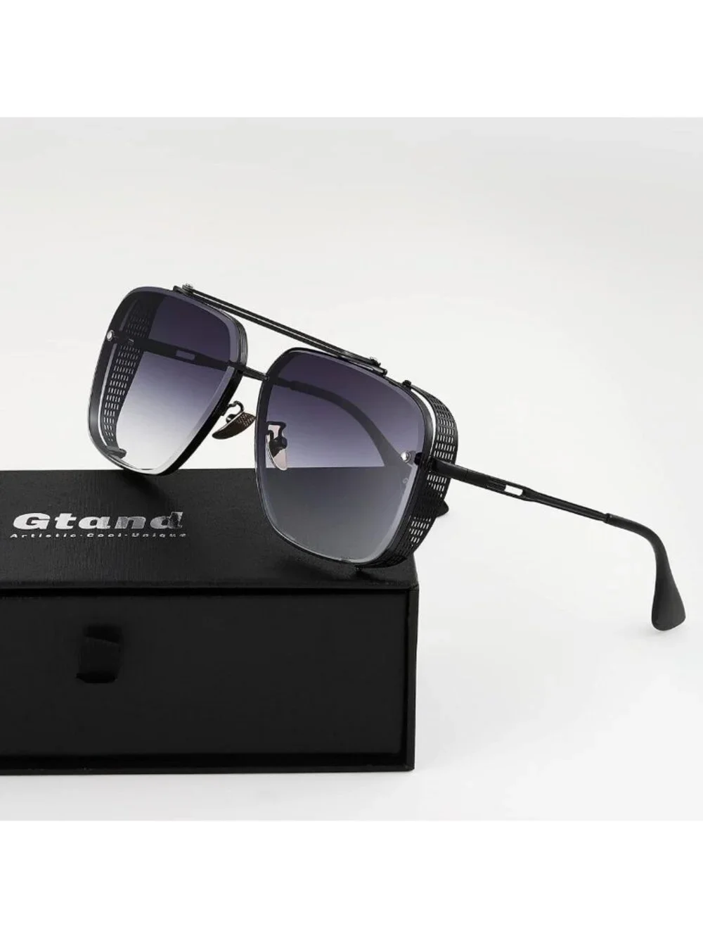Oversized Square Aviator Sunglasses | Retro Gradient Lenses, Steampunk Style